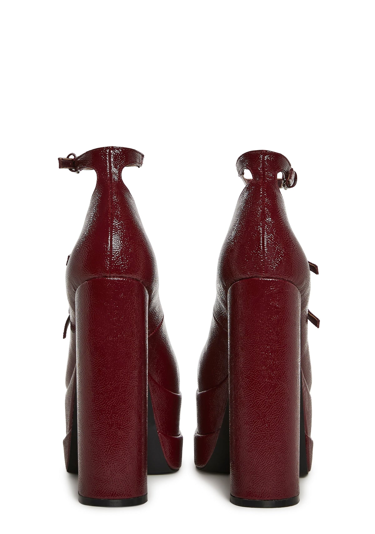 Triple Threat Mary Jane Platform Heels - Red
