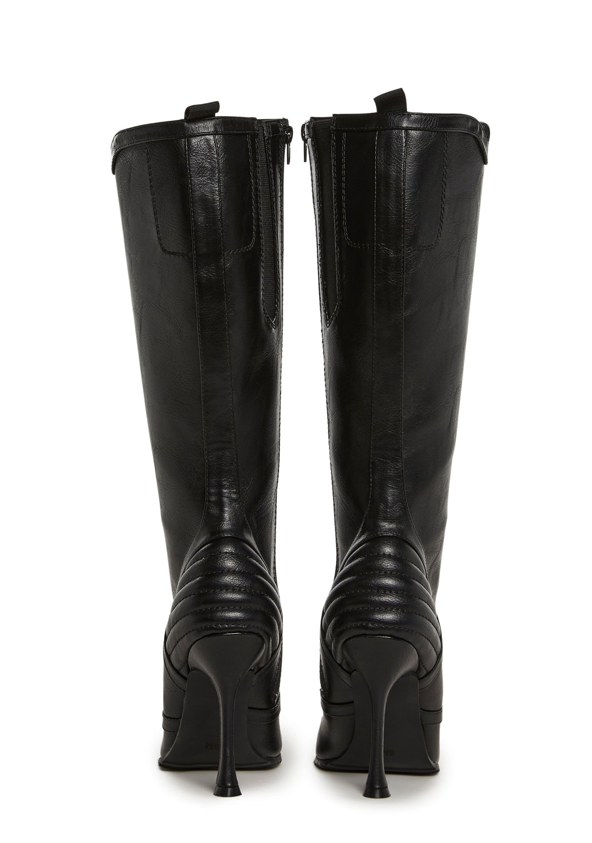 Motorcrossed Knee High Boots - Black