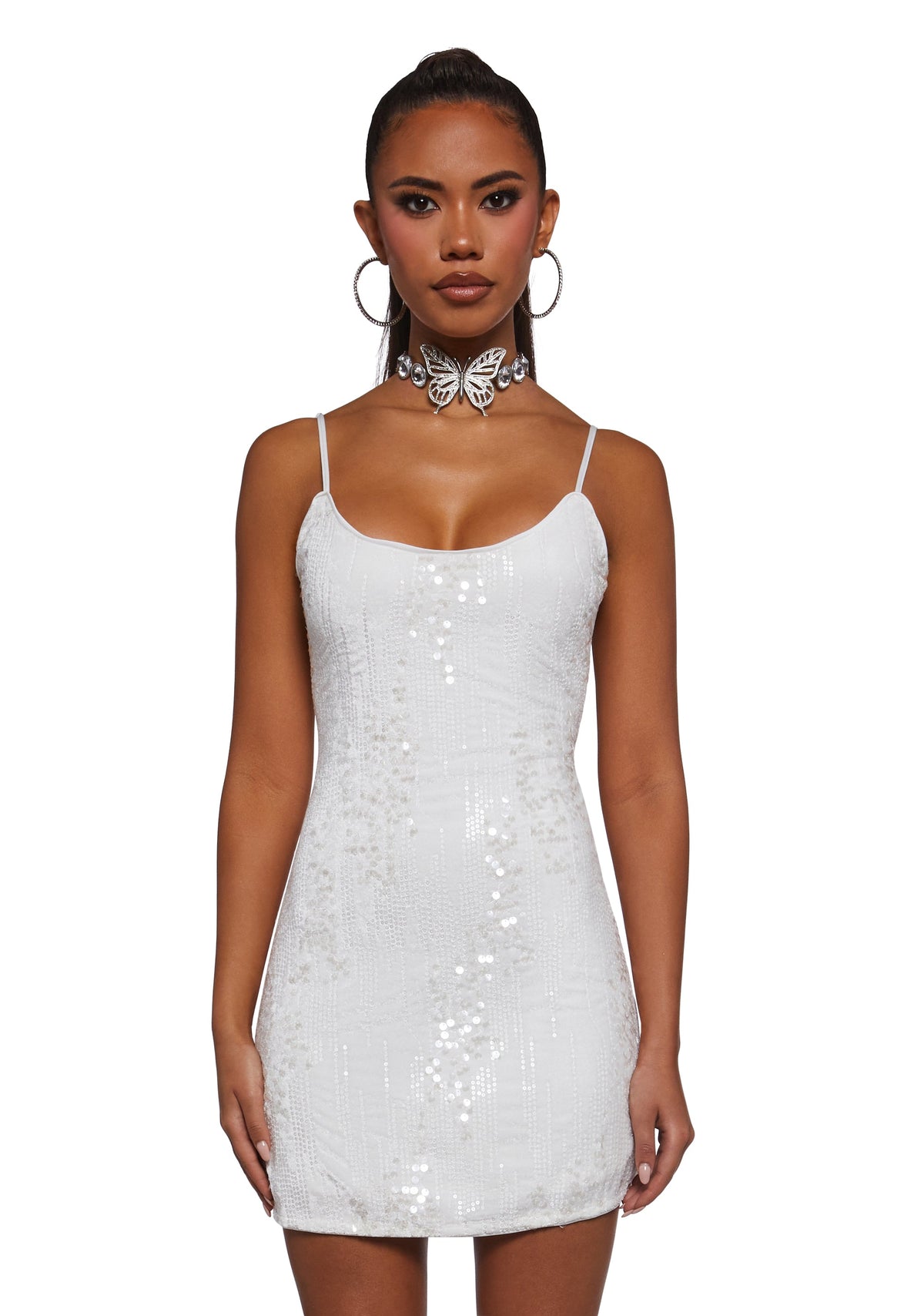 Over The Moon Sequin Dress - White