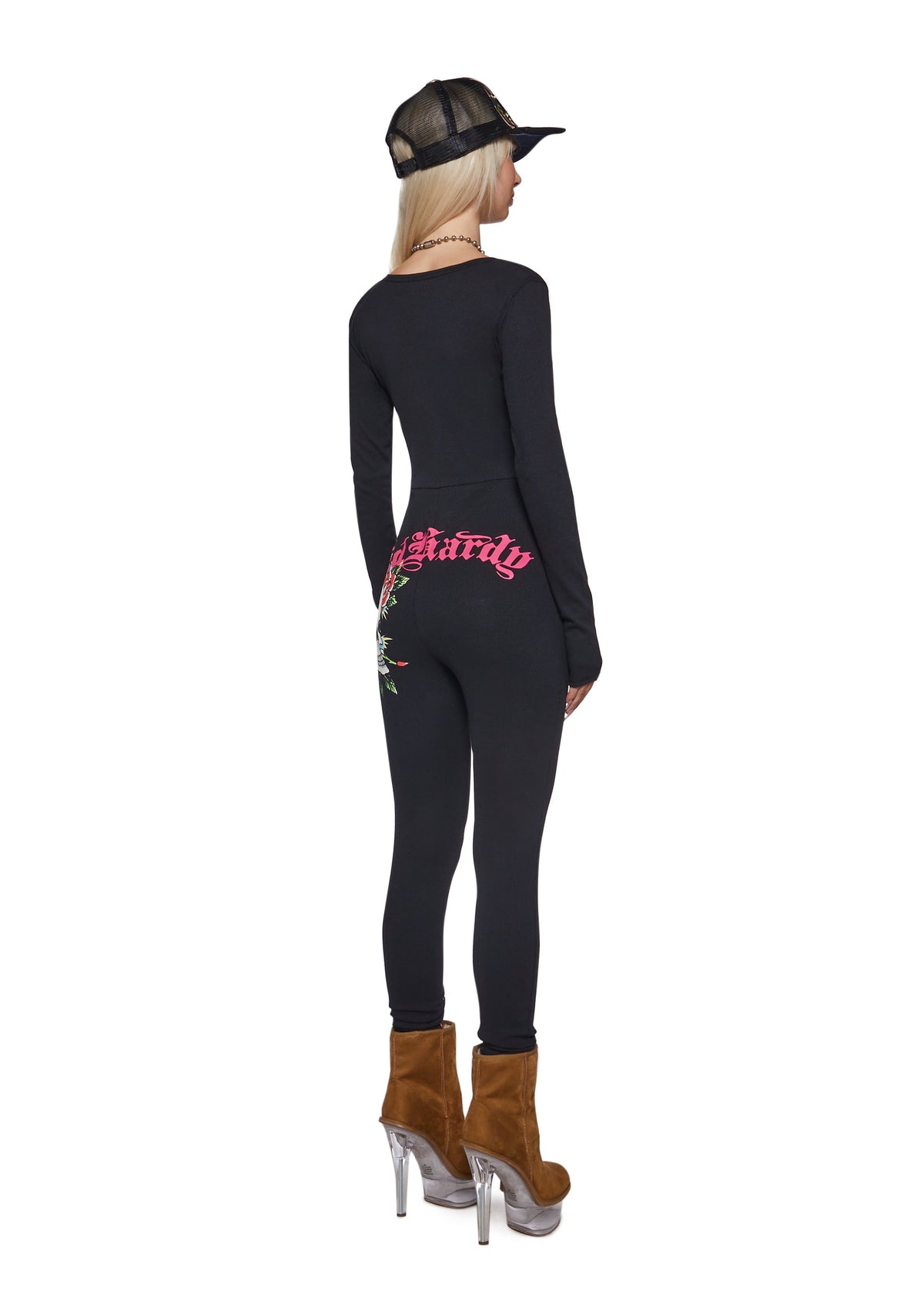 Flower Skull Long Sleeve PJ Onesie - Black