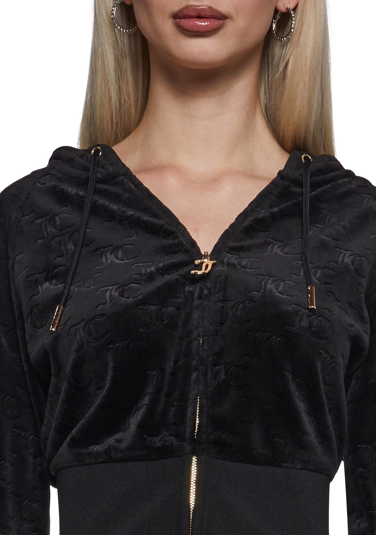 Embossed Velour Corset Hoodie