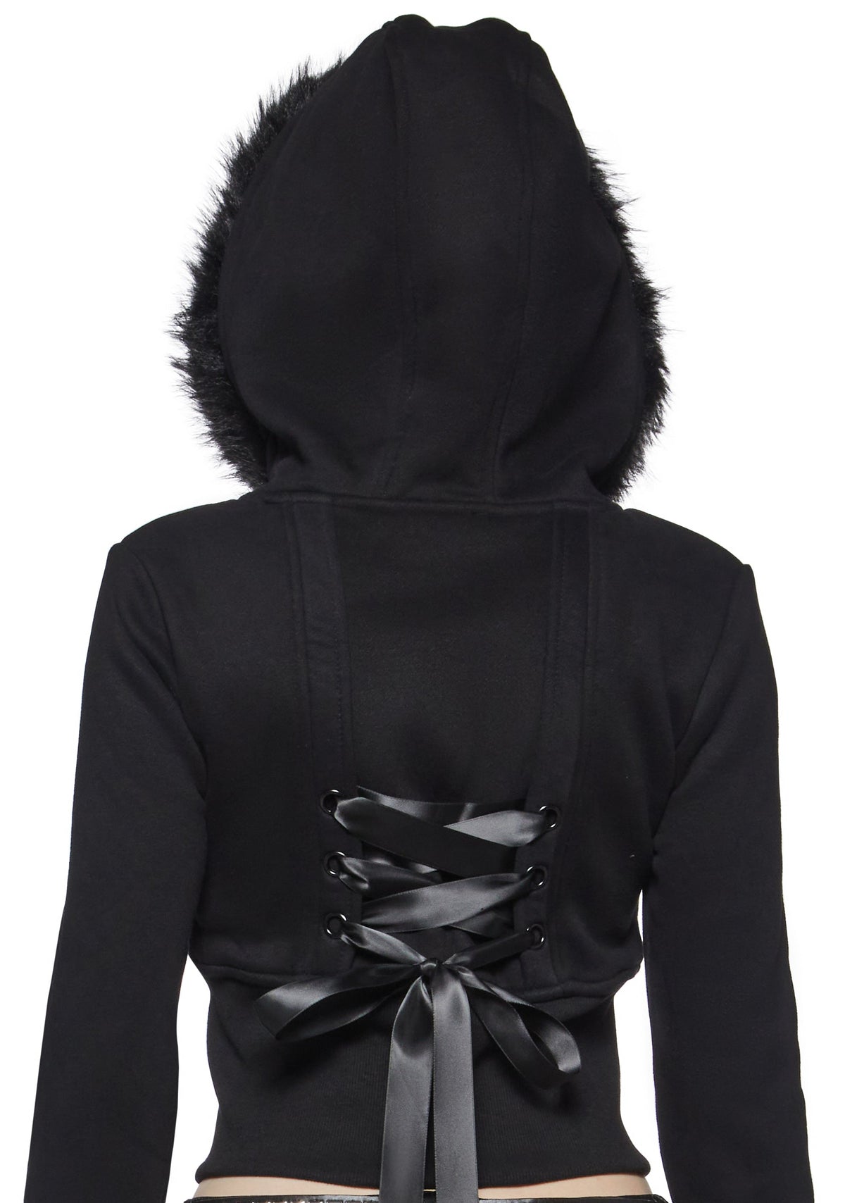 Afterhours Cropped Faux Fur Hood Fleece Jacket