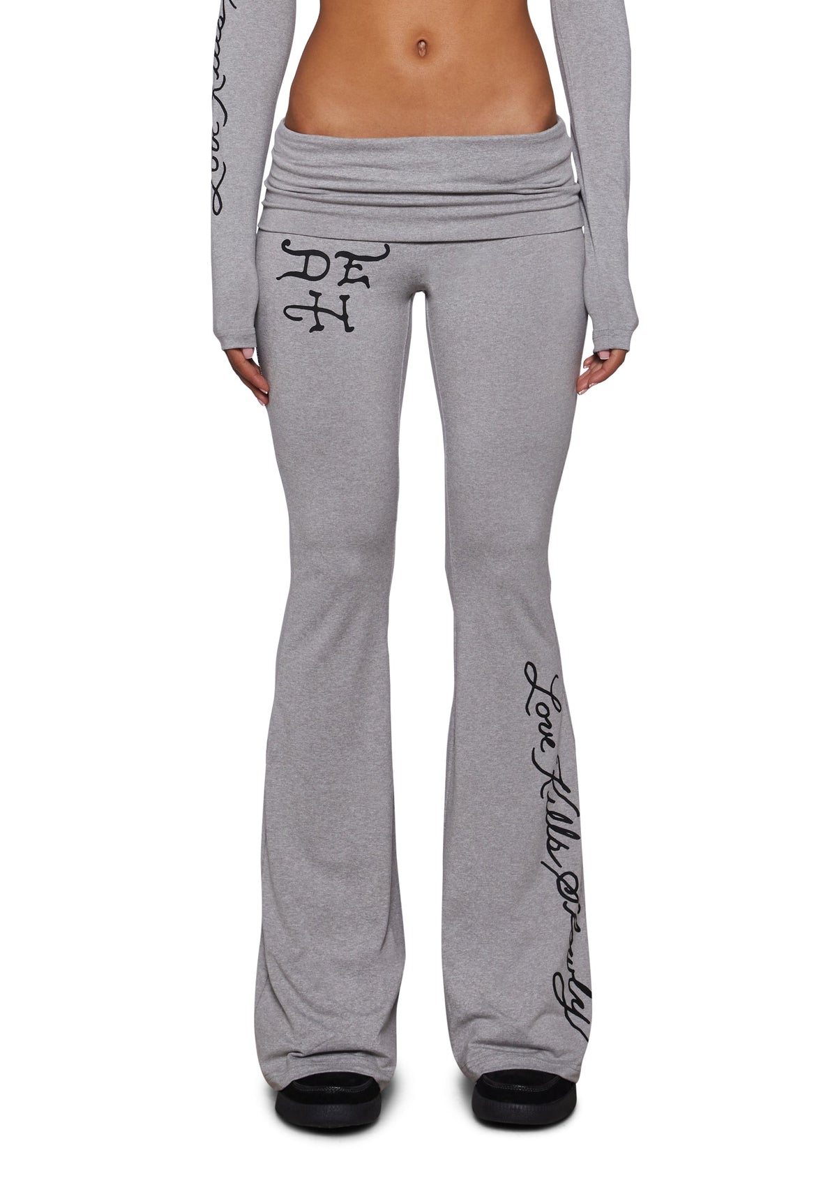 Mary Fold Over Yoga Pant - Gray
