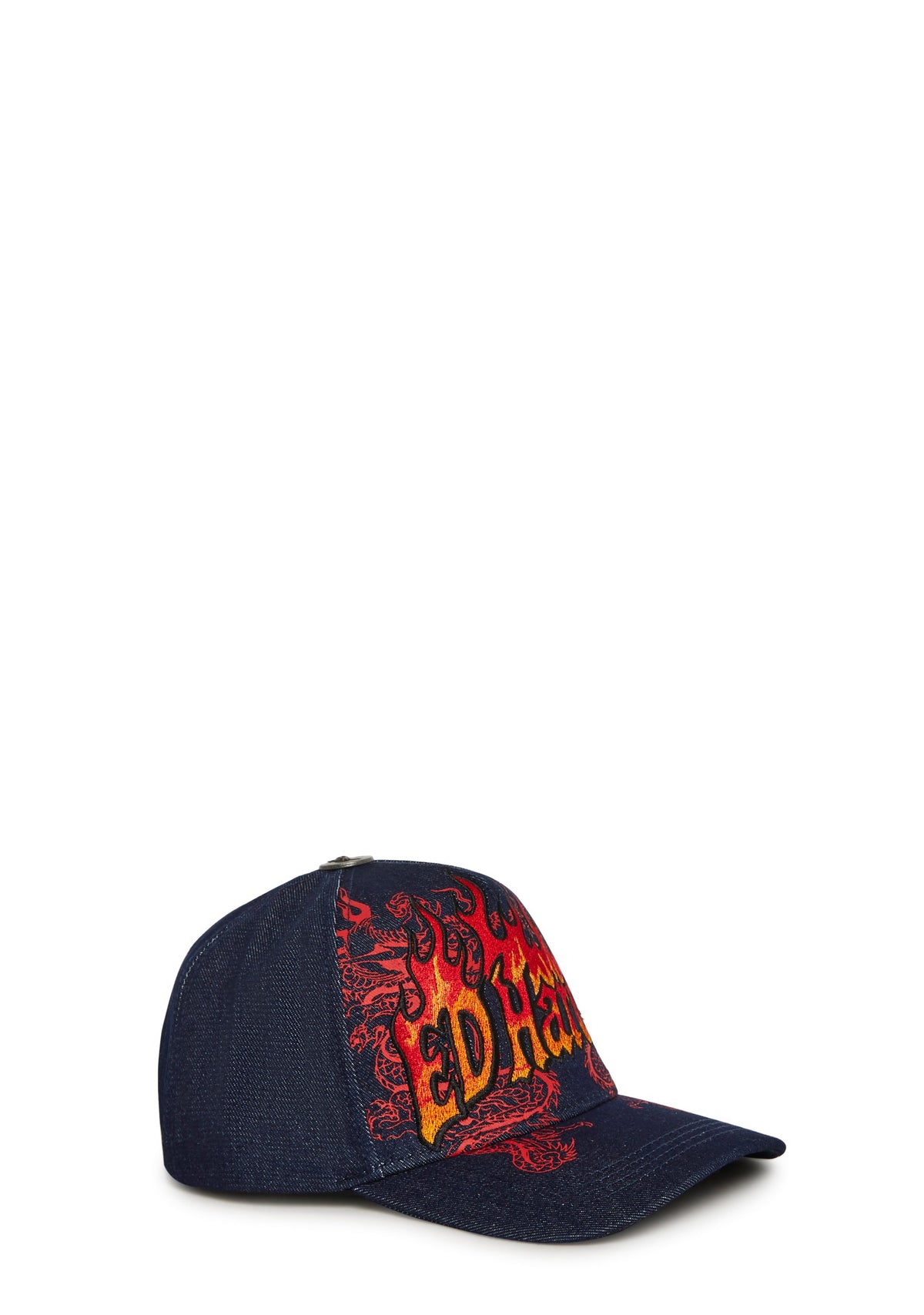 Dragon Flames Denim Trucker Hat