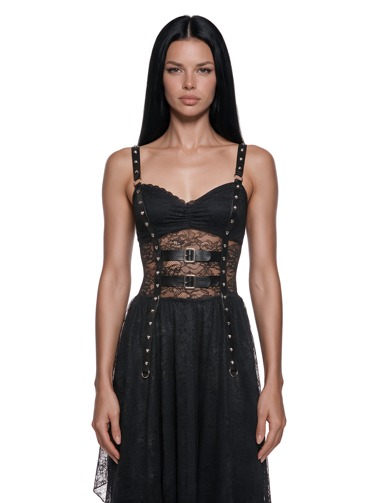 Wreckage Studded Lace Midi Dress