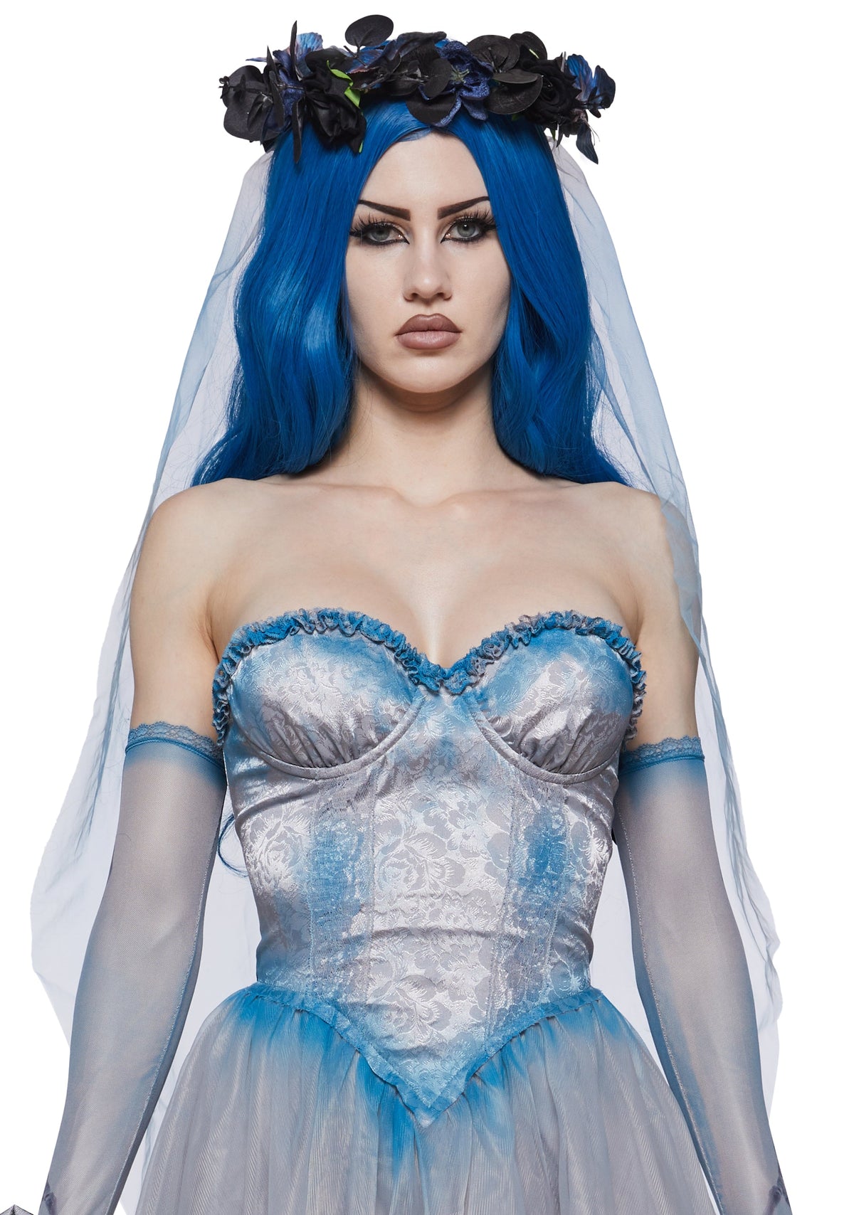 Cartoon Dead Bride Costume and Wig set