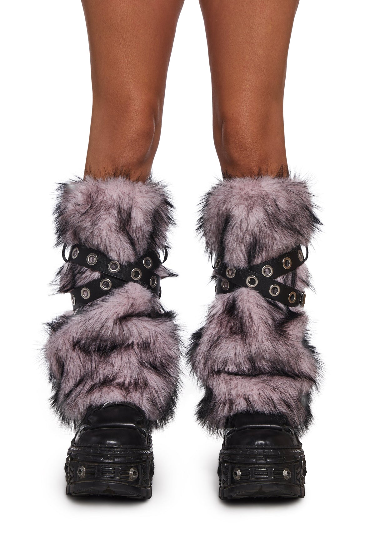 Haute Mode Faux Fur Buckle Leg Warmers