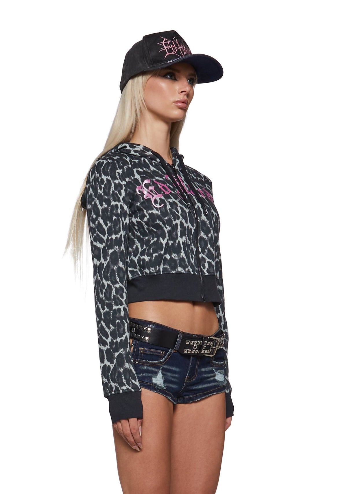 Leopard LKS Skull Zip Front Hoodie