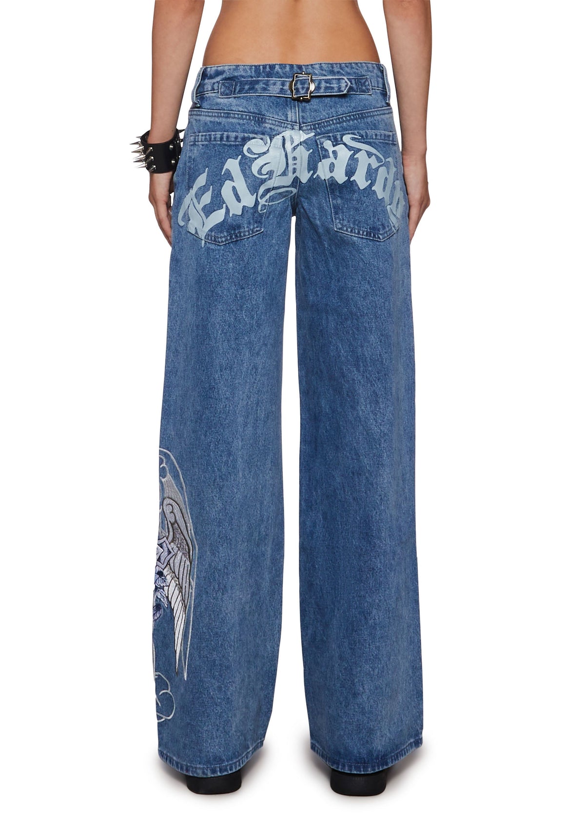 Cross Wings Embroidered Baggy Jean