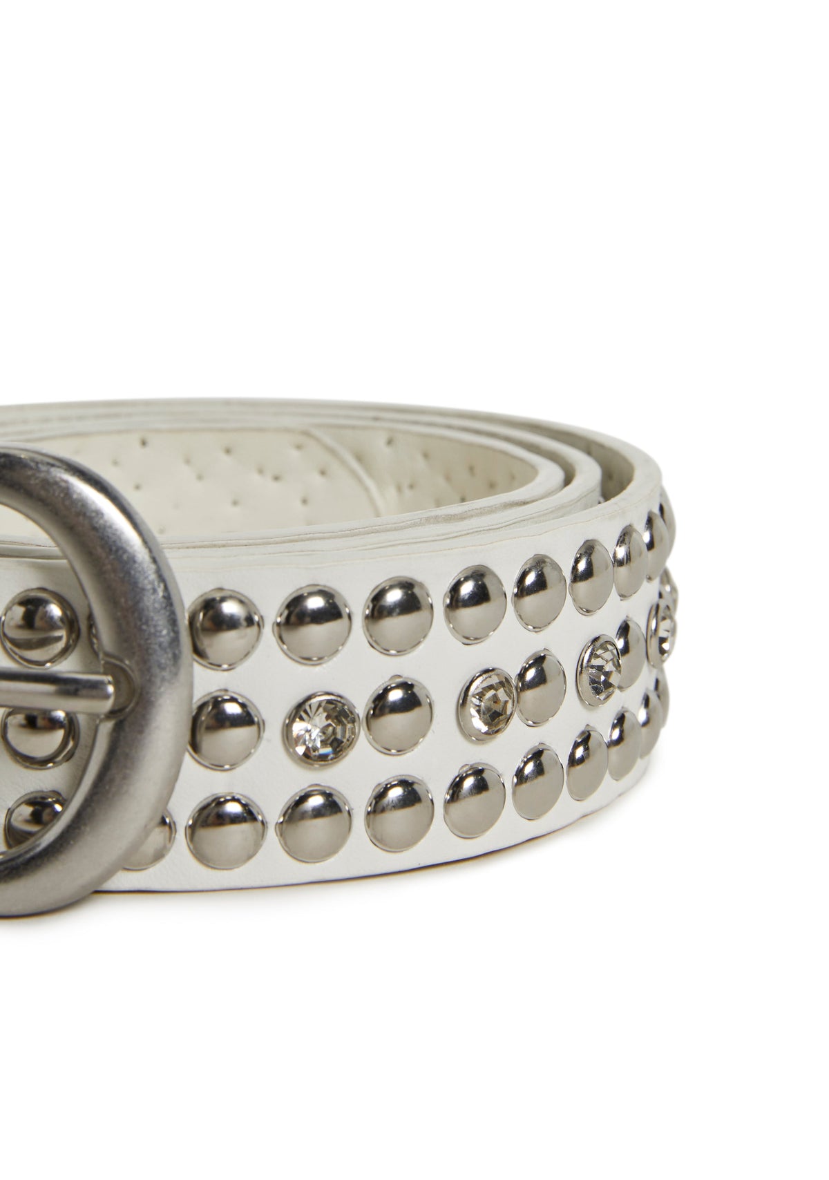 Music Choice Studded Belt - White