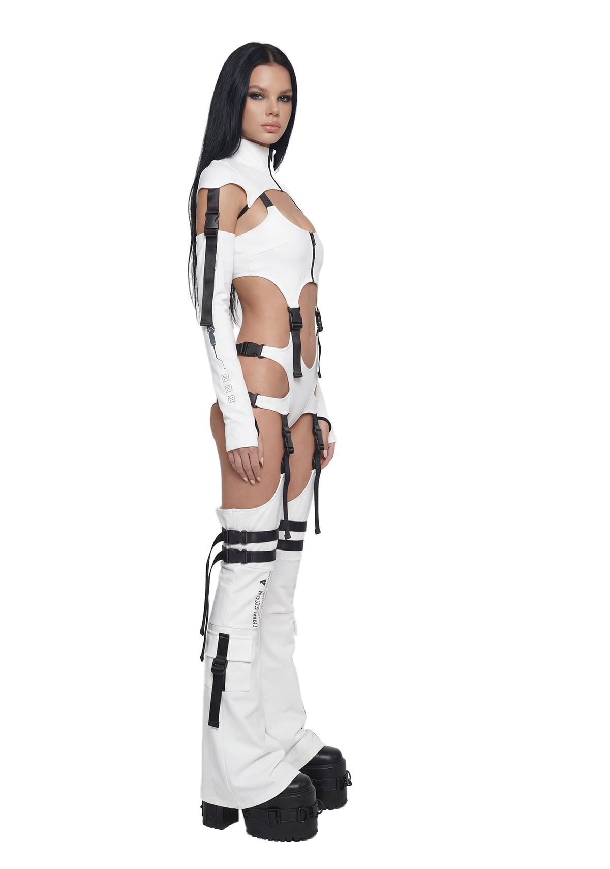 Digital Lands Bodysuit And Leg Warmers Set - White