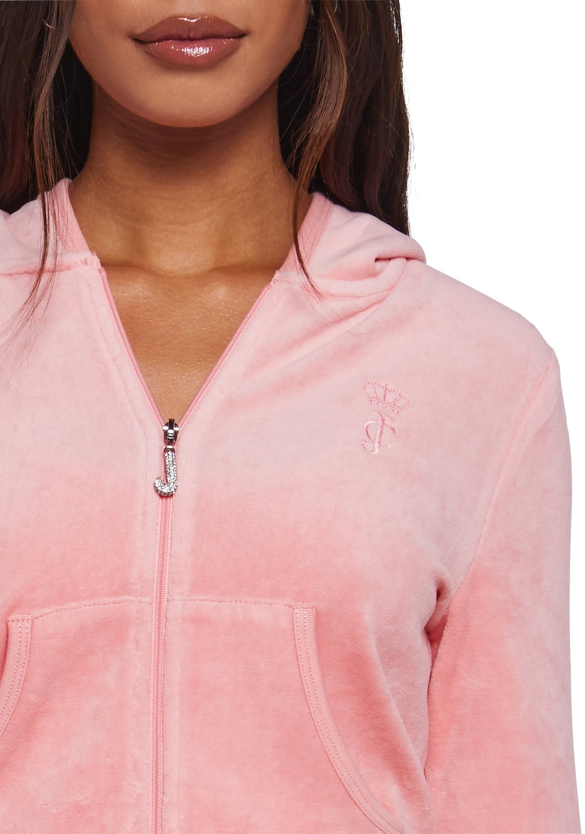 Crown Heritage Cotton Velour Hoodie - Pink
