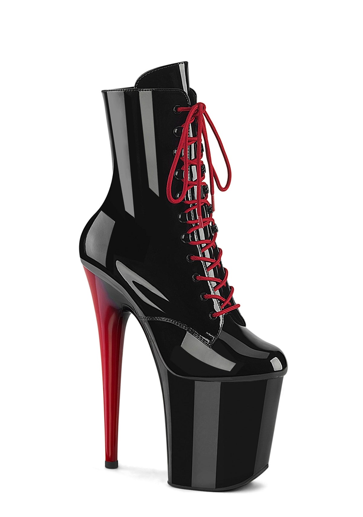 Flamingo-1020 Platform Ankle Boots-Black-Red