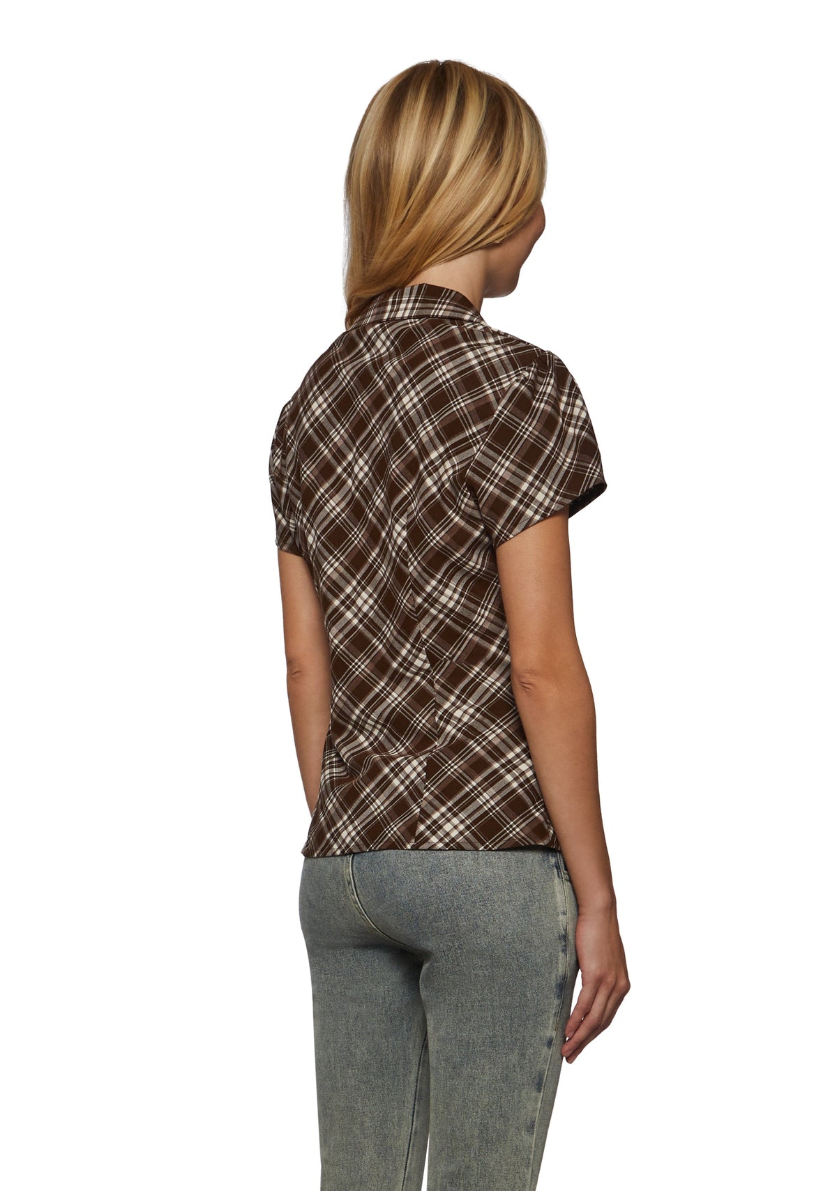 Odessa Plaid Button Up Short Sleeve Top