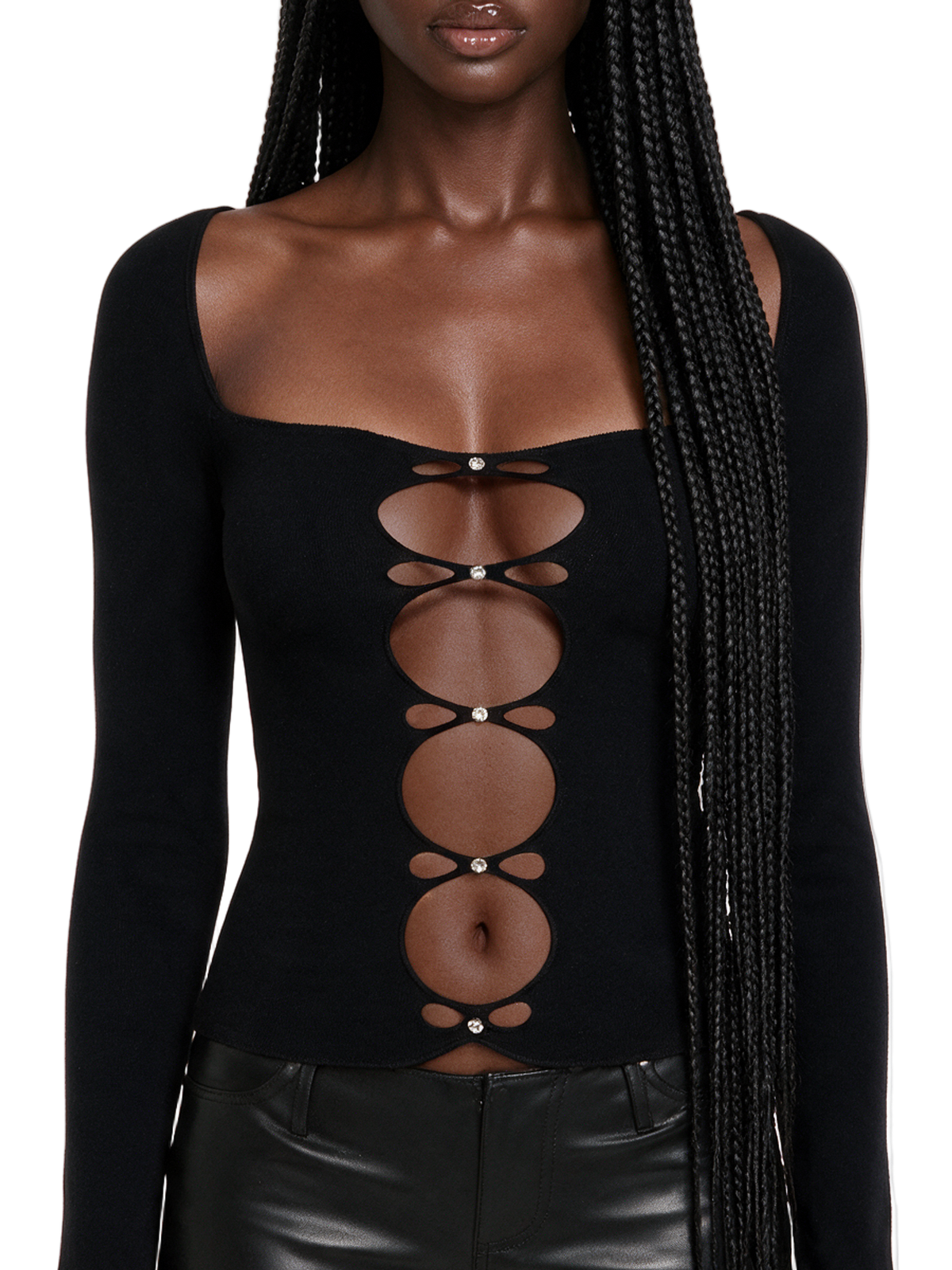 Remix Pierced Cut Out Long Sleeve Top