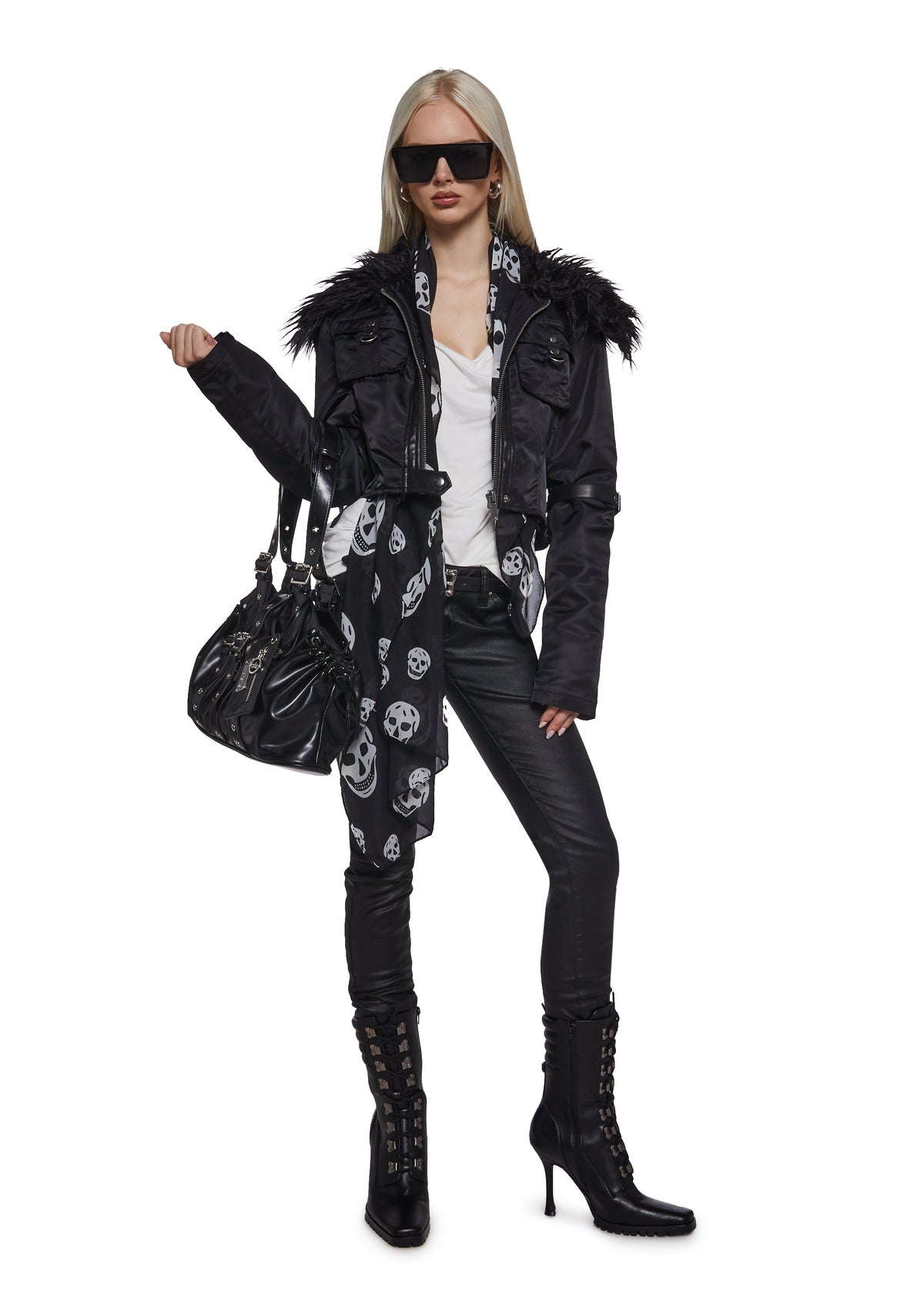 Polished Rebel Cropped Bomber Jacket