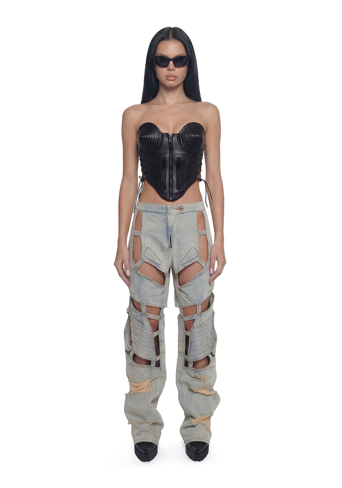 Moto Denim Floating Pants - Light Wash