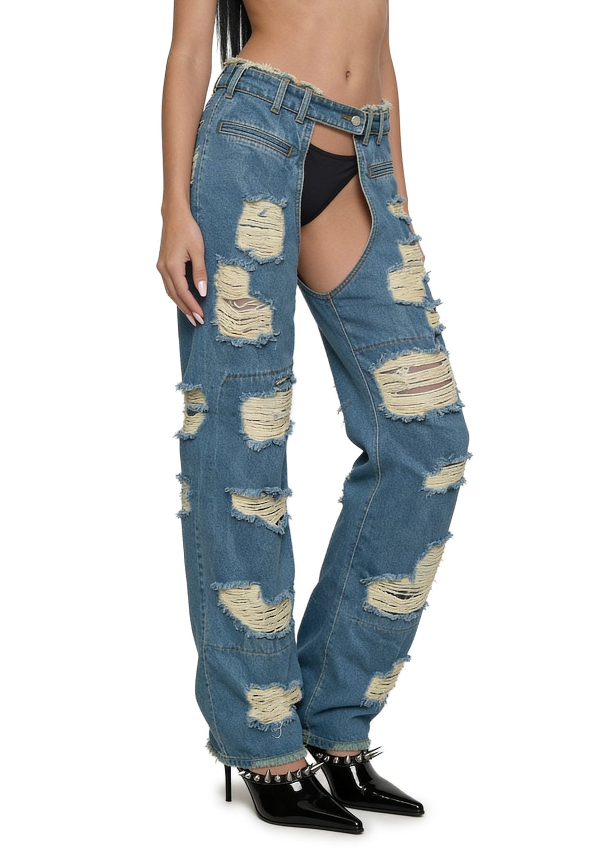 Denim Shredded Chaps - Blue