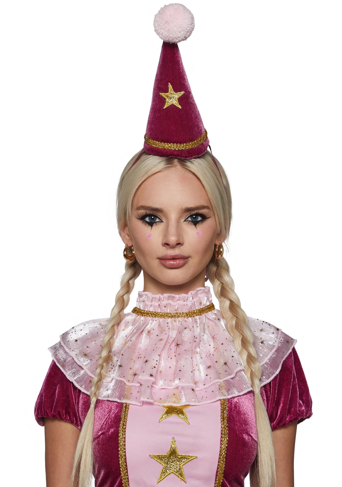 Pink Velvet Star Clown Costume