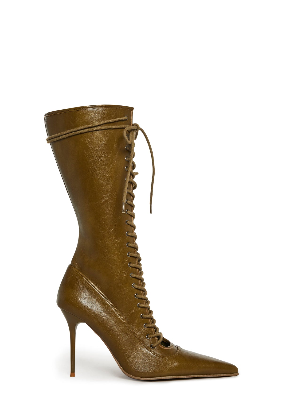 Scandalous Seduction Heeled Boots - Olive