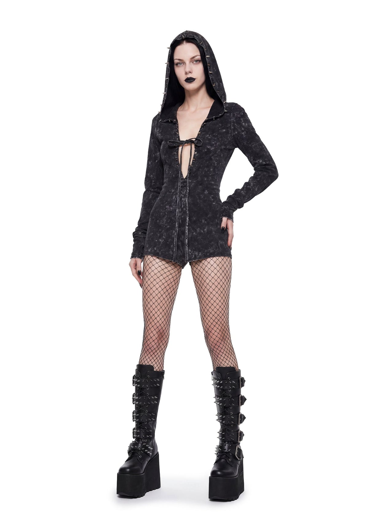 Death Guild Studded Hooded Romper