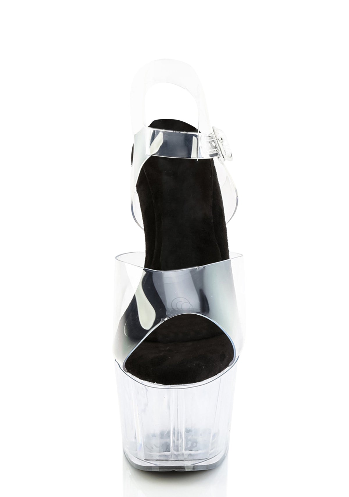 Adore-708PREM Platform Ankle Strap Sandals-Clear