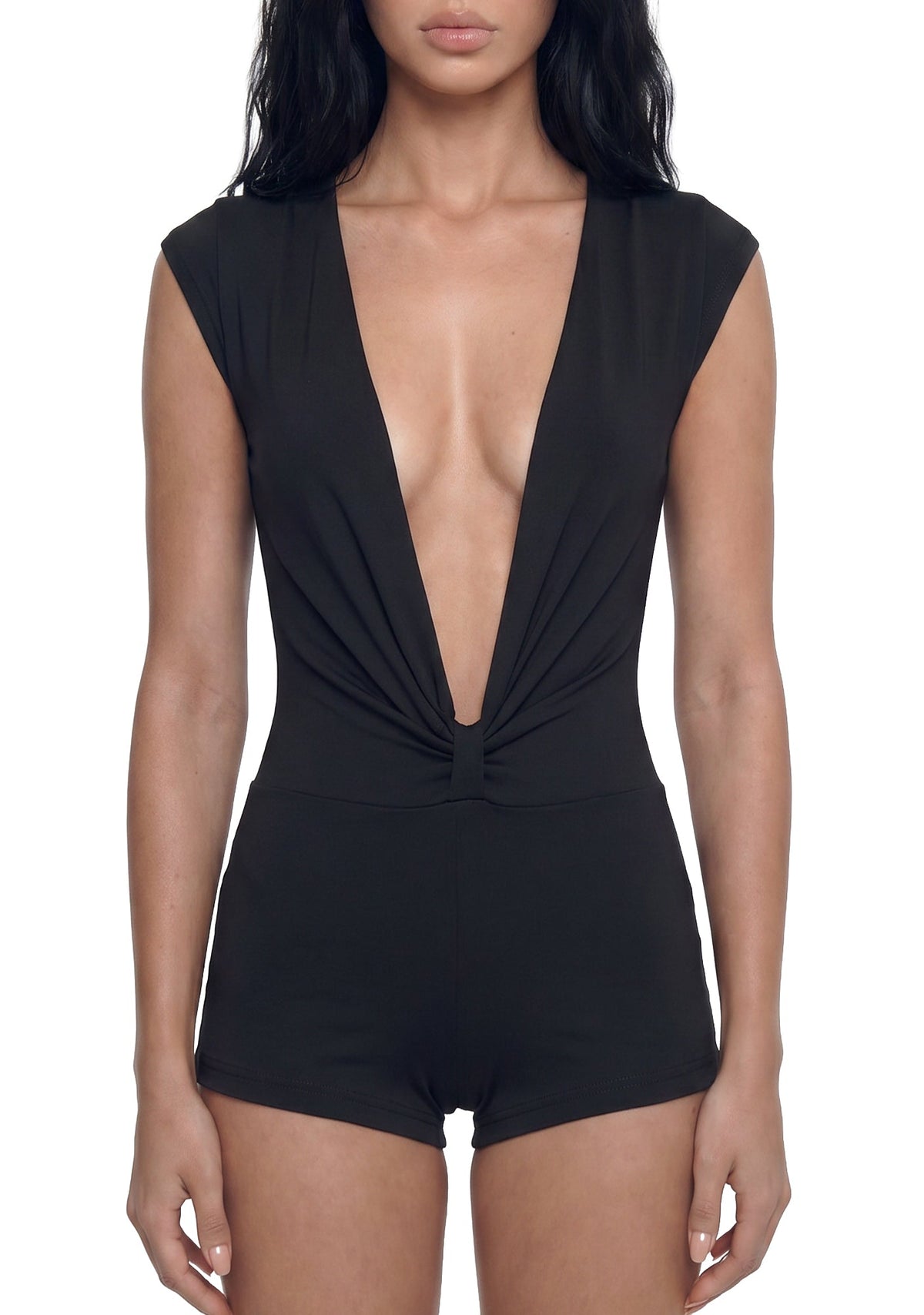 Cara Deep Plunge Knotted Romper