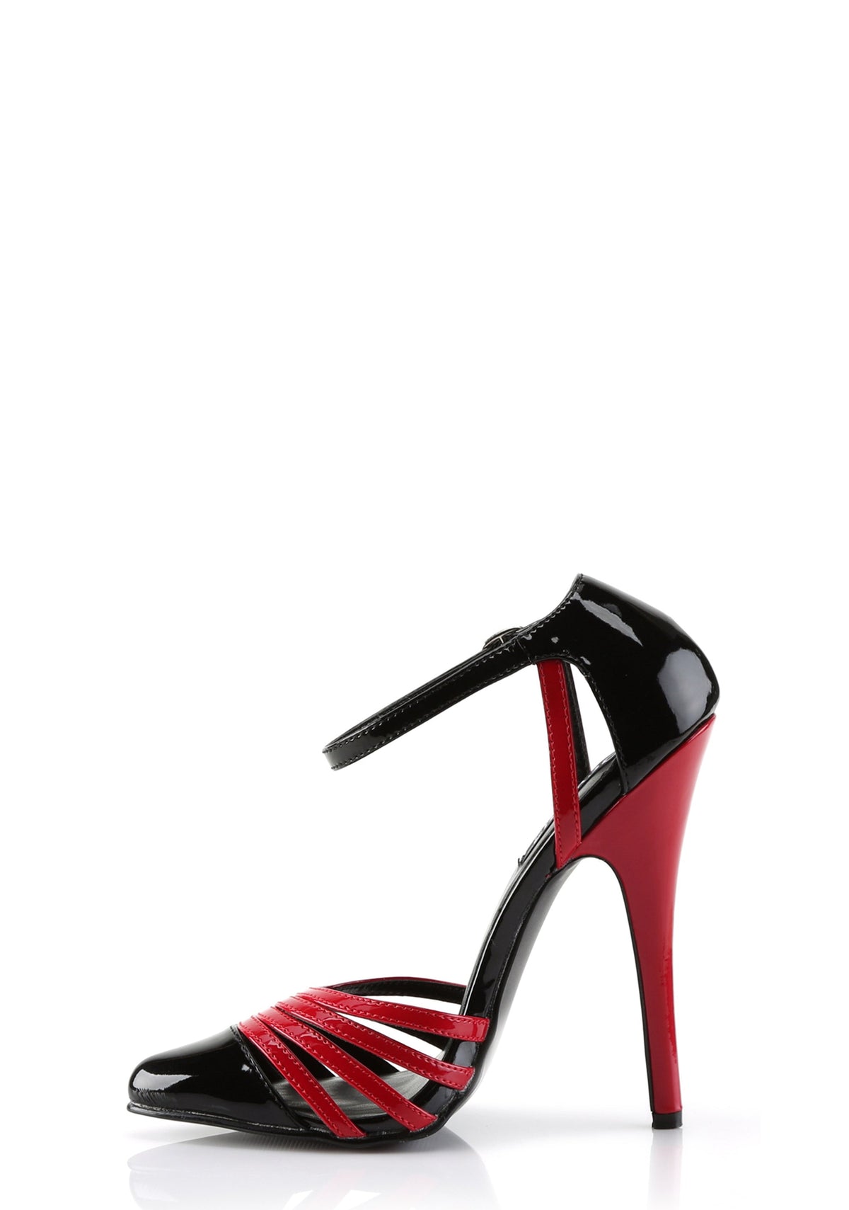 Domina-412 Strappy Ankle Strap Sandals-Blk-Red
