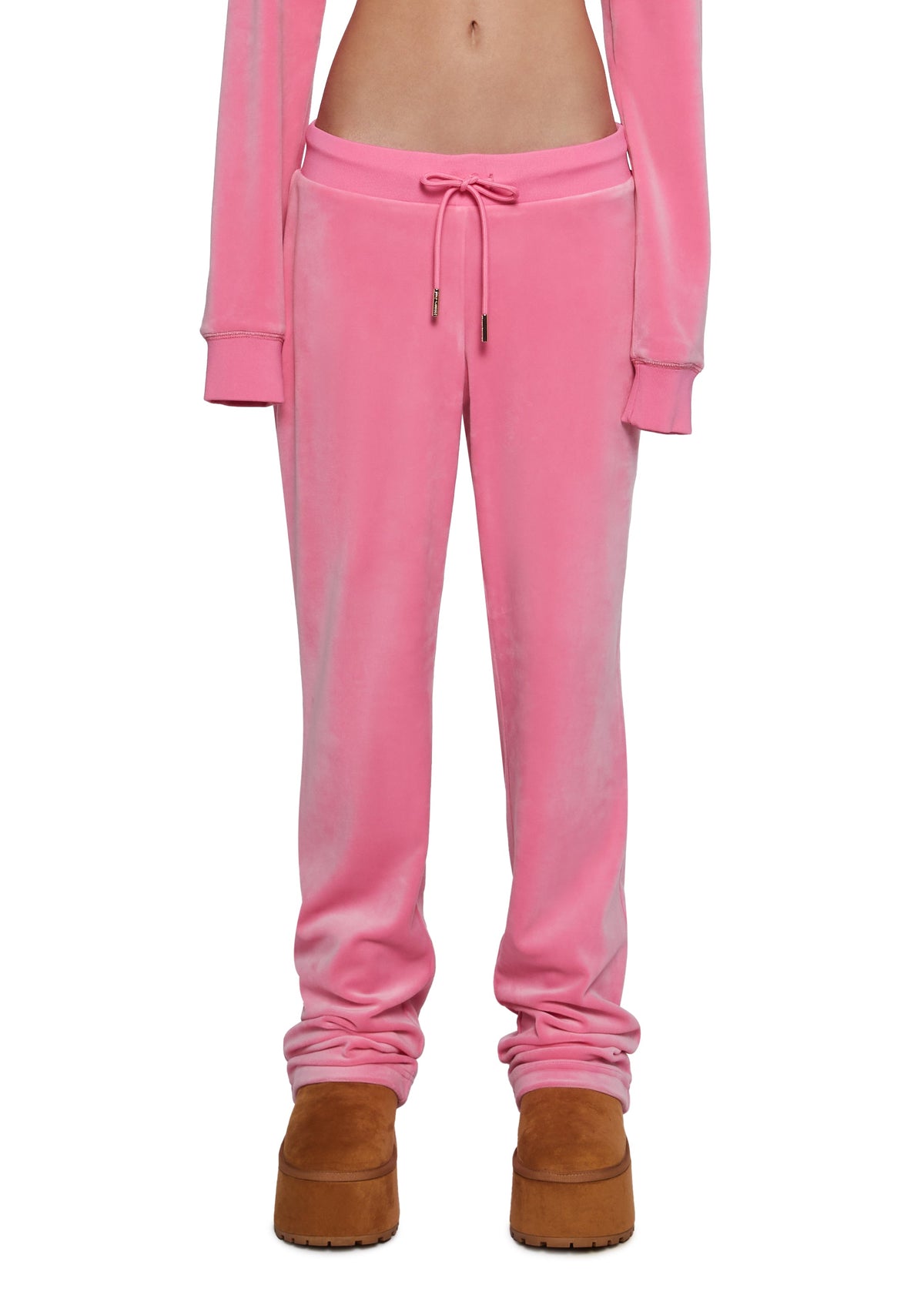 OG Big Bling Velour Track Pants - Pink
