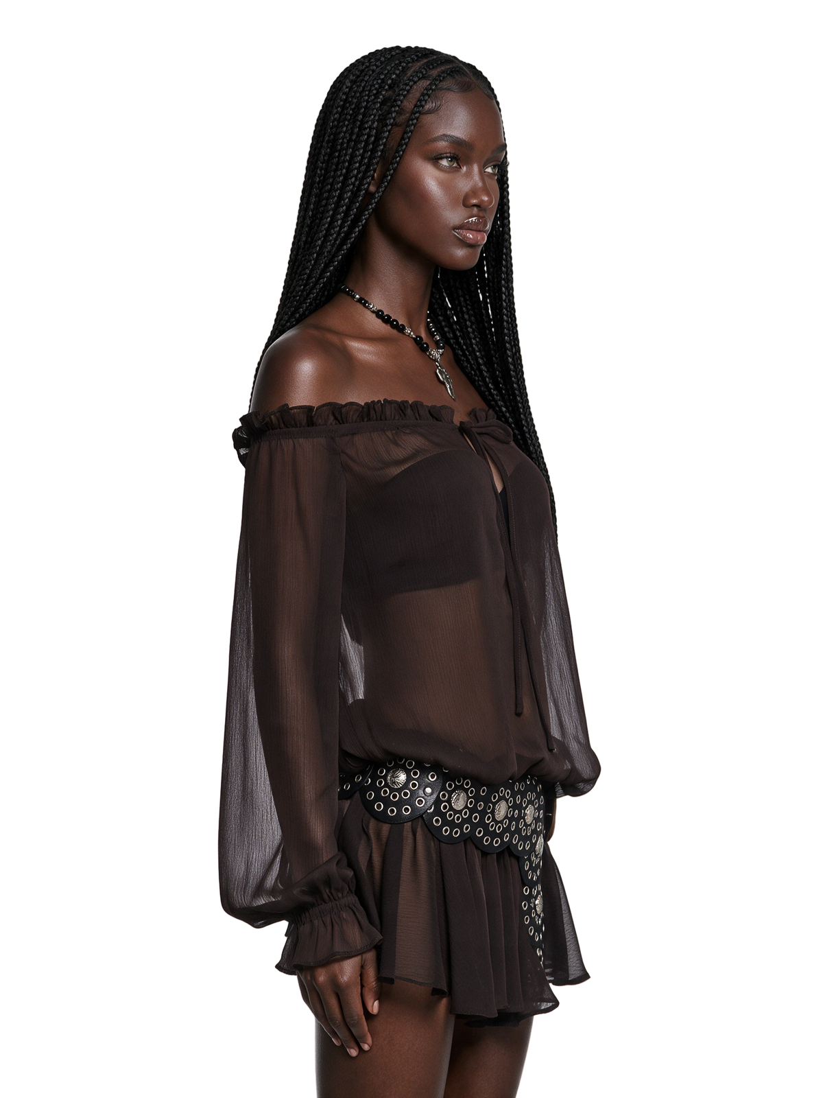 Romantic Winds Sheer Mini Dress - Brown