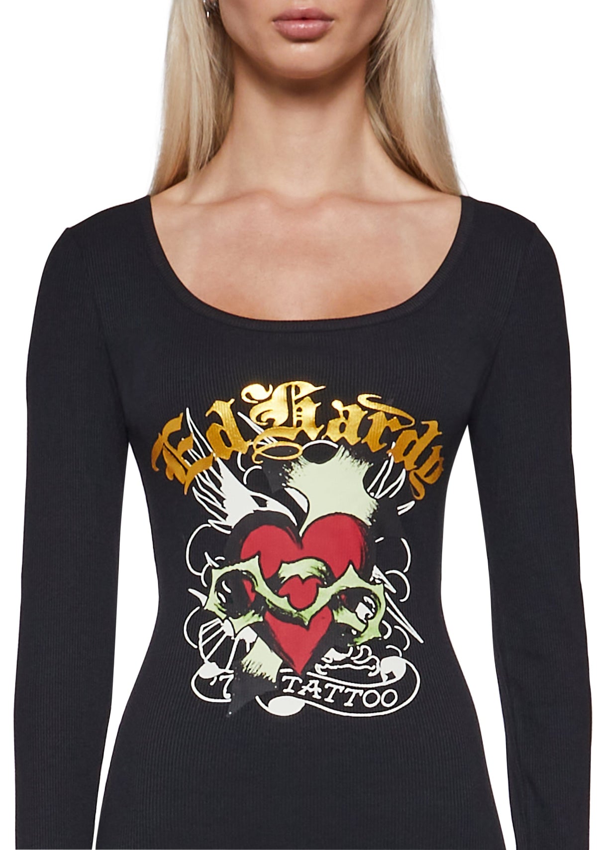Sacred Heart Long Sleeve Short Lace Onesie - Black