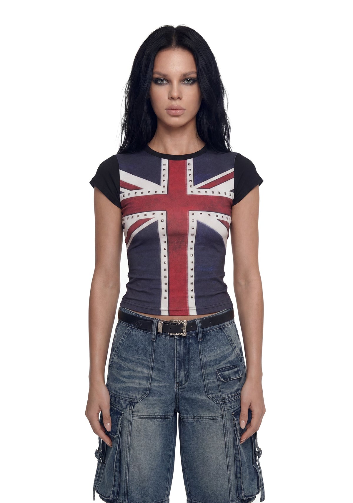 Union Jack Studded Baby Tee
