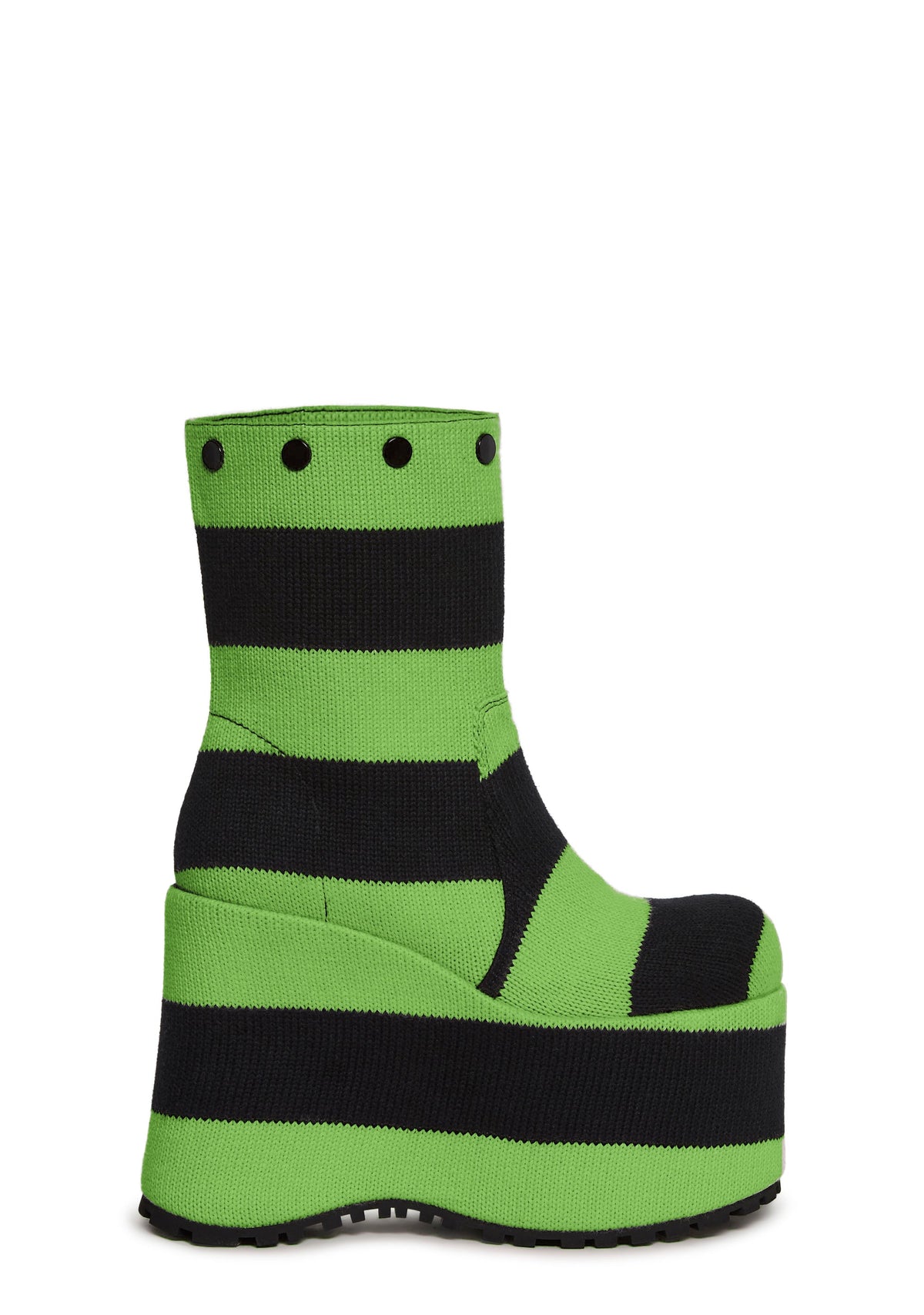Snuggle Stripes Platform Boots - Black/Green