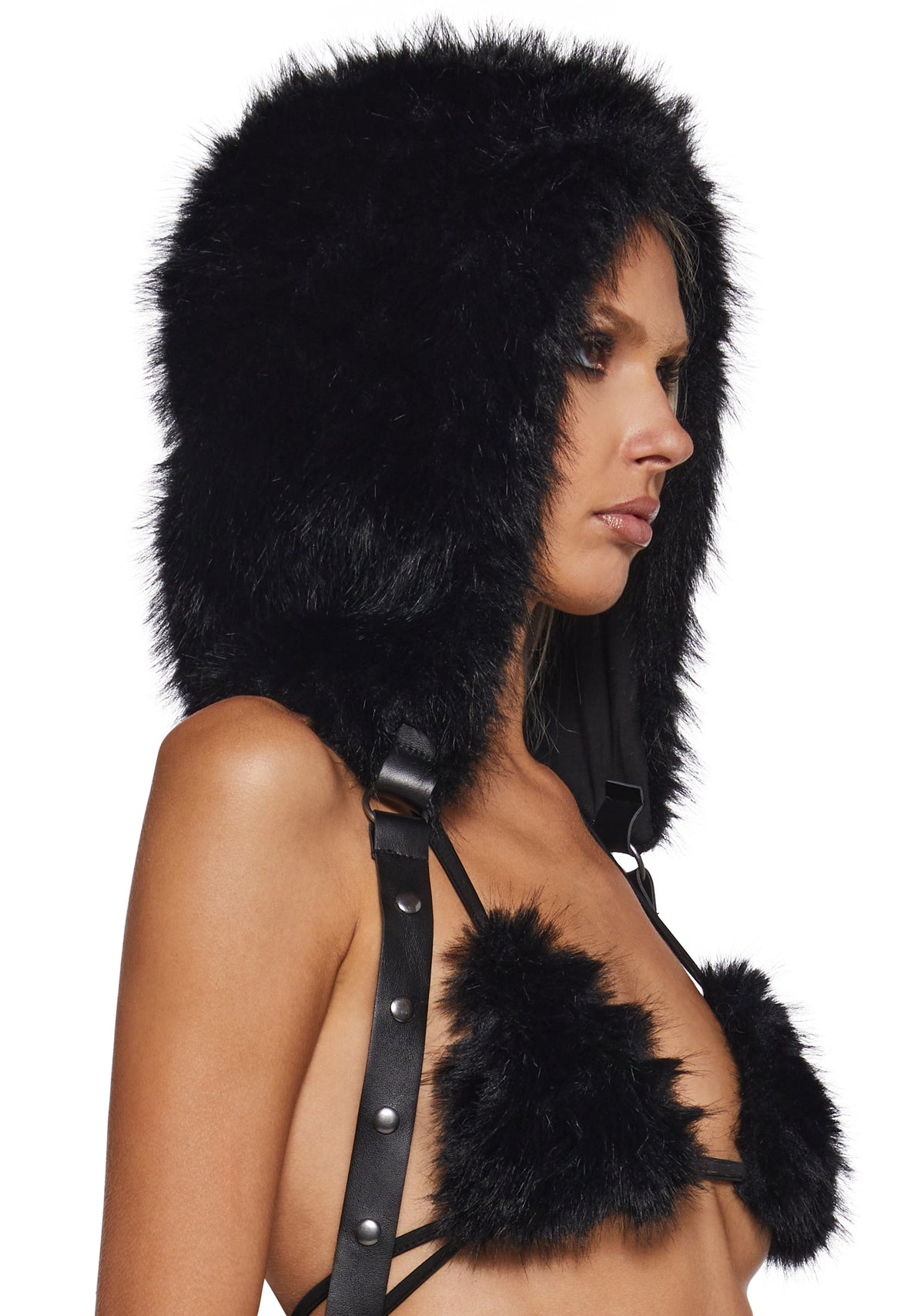 Flash Beats Hooded Faux Fur Harness