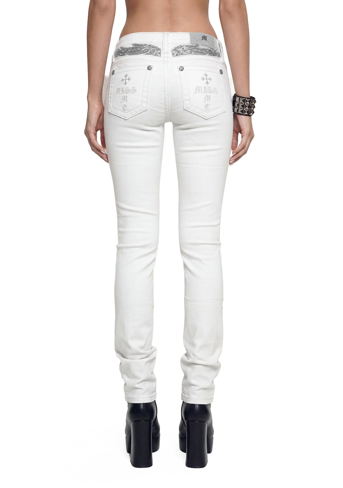 Gabbriette Low Rise Bootcut Jeans - White