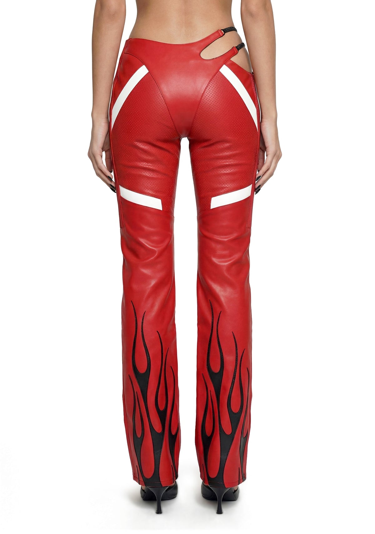 Hollywood Asymmetrical Moto Trousers - Red