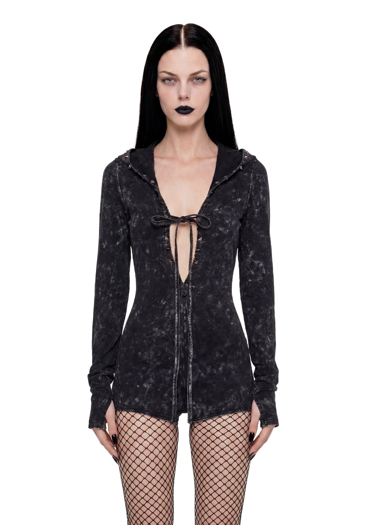 Death Guild Studded Hooded Romper