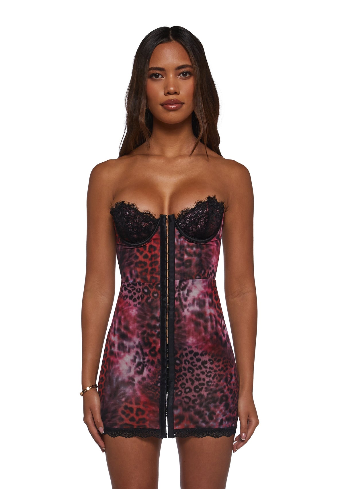 Captivating Gazes Slip Dress - Pink Leopard