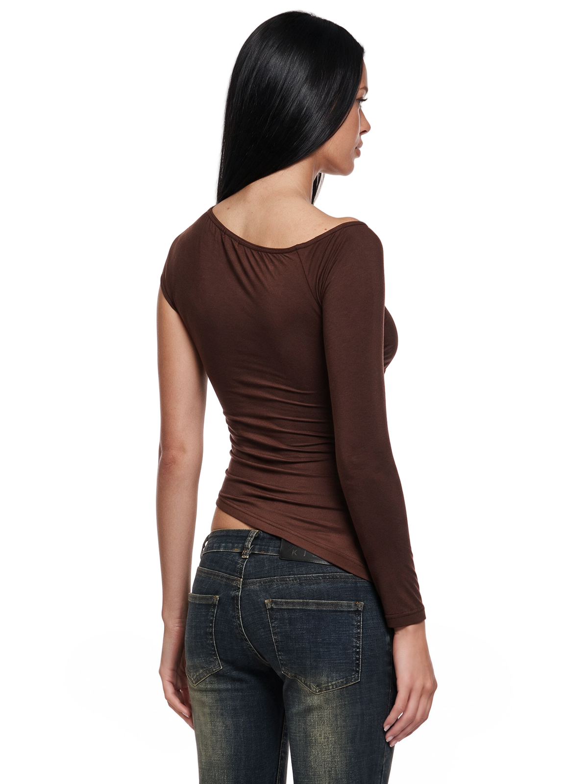 Orion Asymmetrical Long Sleeve Top - Brown