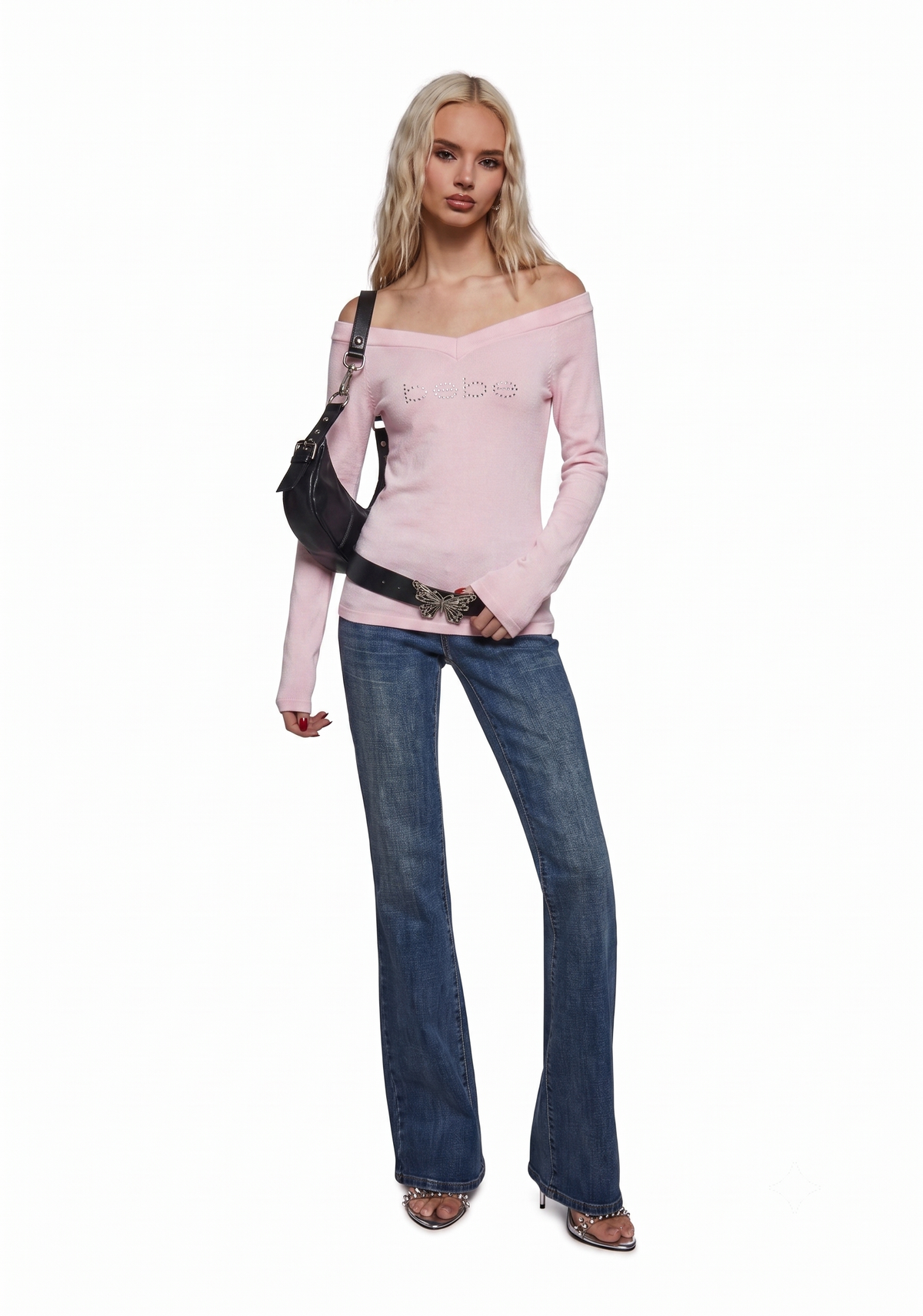 Logo Off The Shoulder Top - Pink