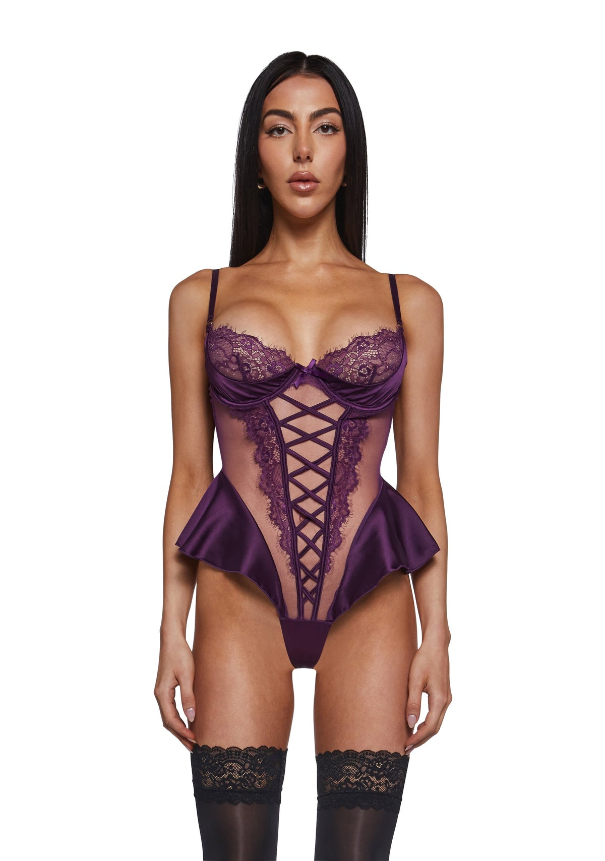 Cheri Amore Lace Teddy - Purple