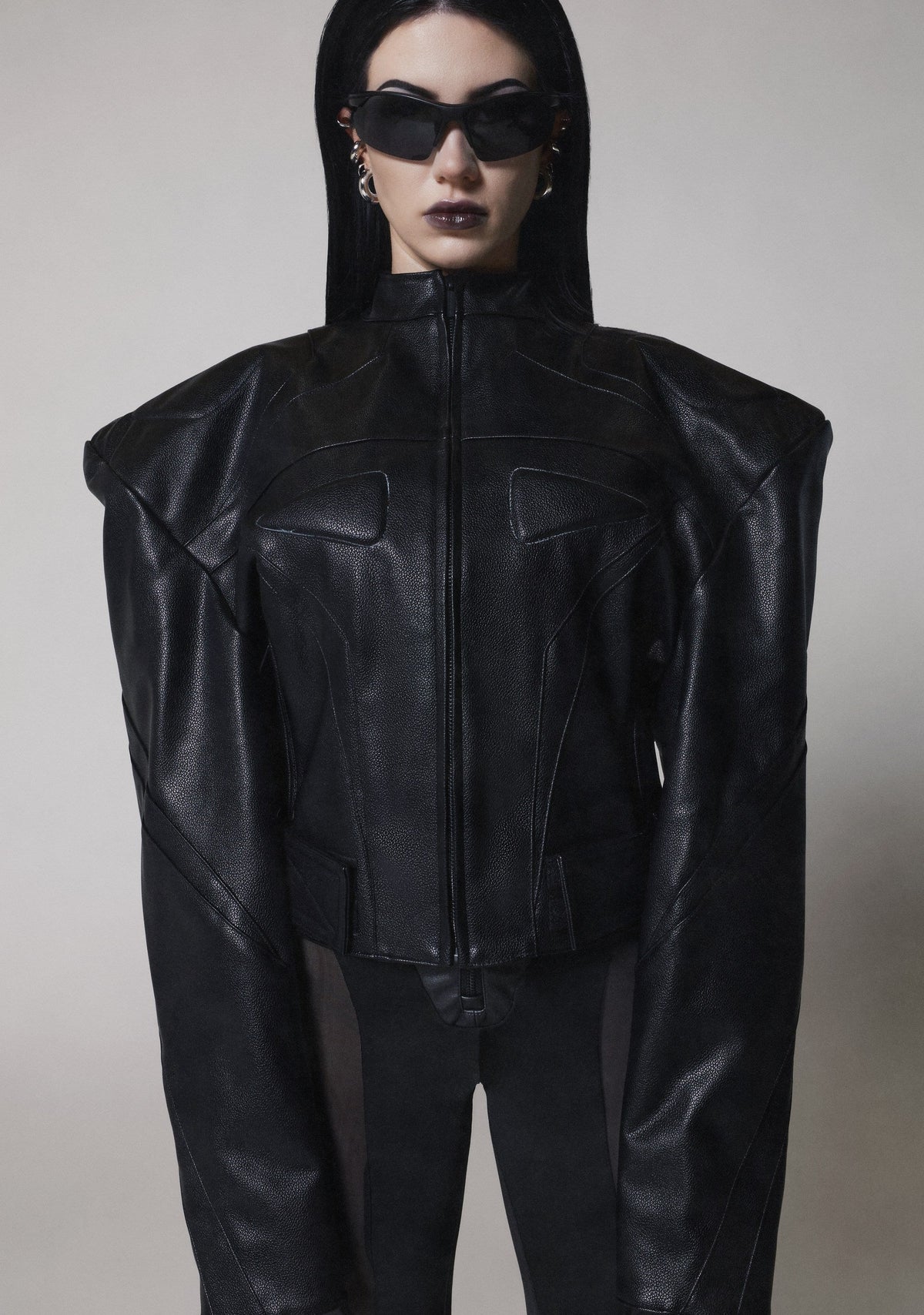 Power Shoulder Moto Jacket - Black