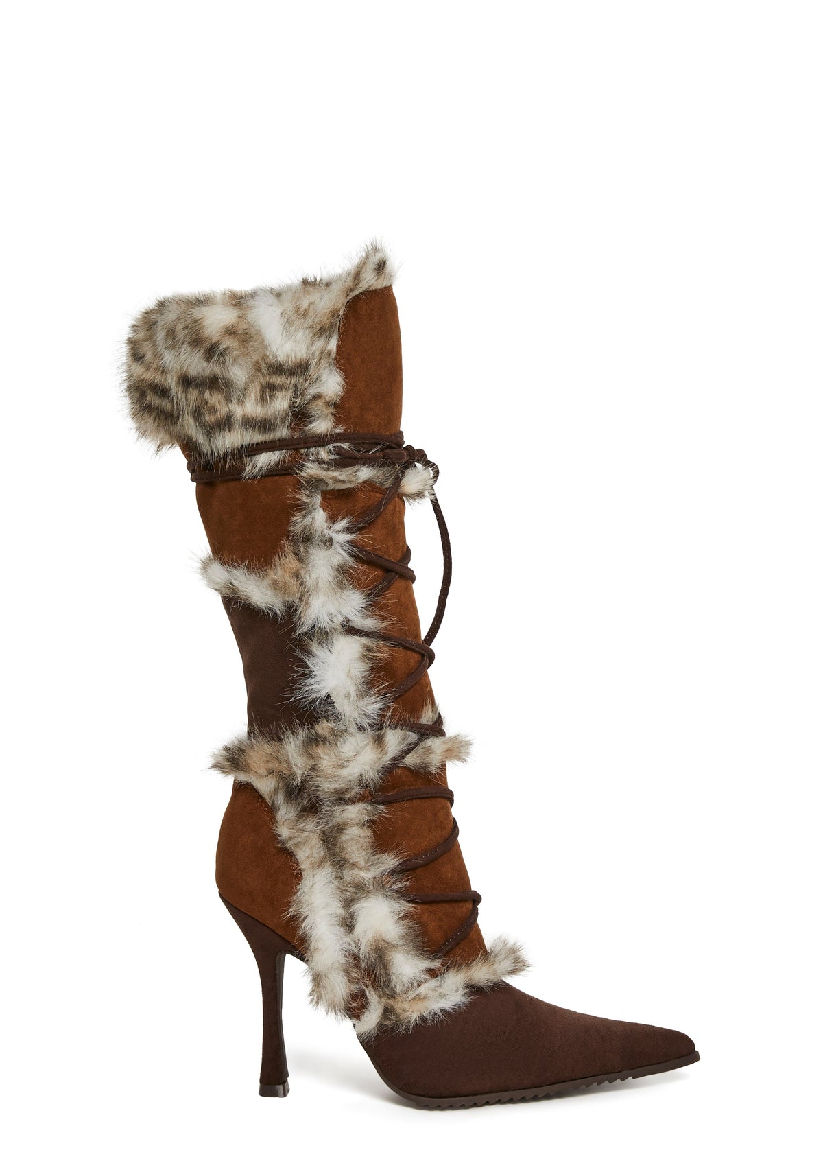 Delightful Kismet Faux Fur Boots - Brown