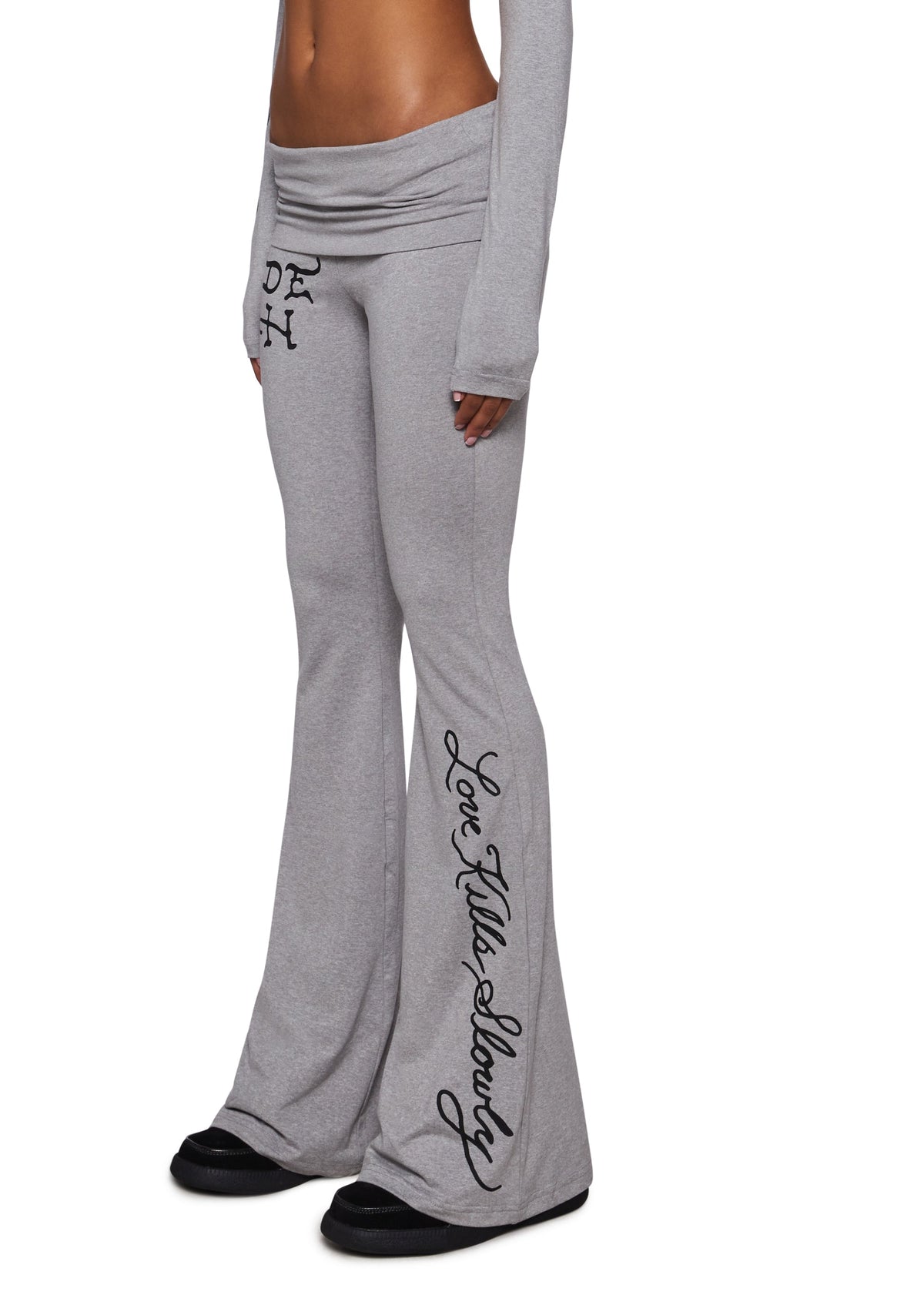 Mary Fold Over Yoga Pant - Gray