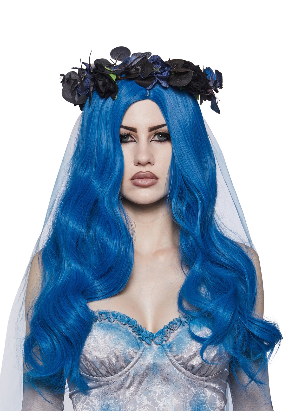 Cartoon Dead Bride Costume and Wig set