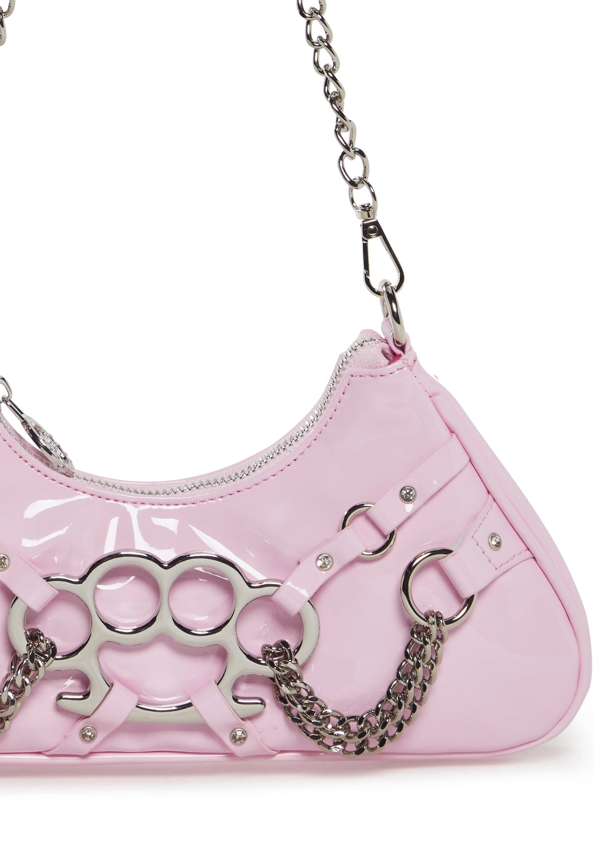 Ciska Brass Knuckle Shoulder Bag - Pink