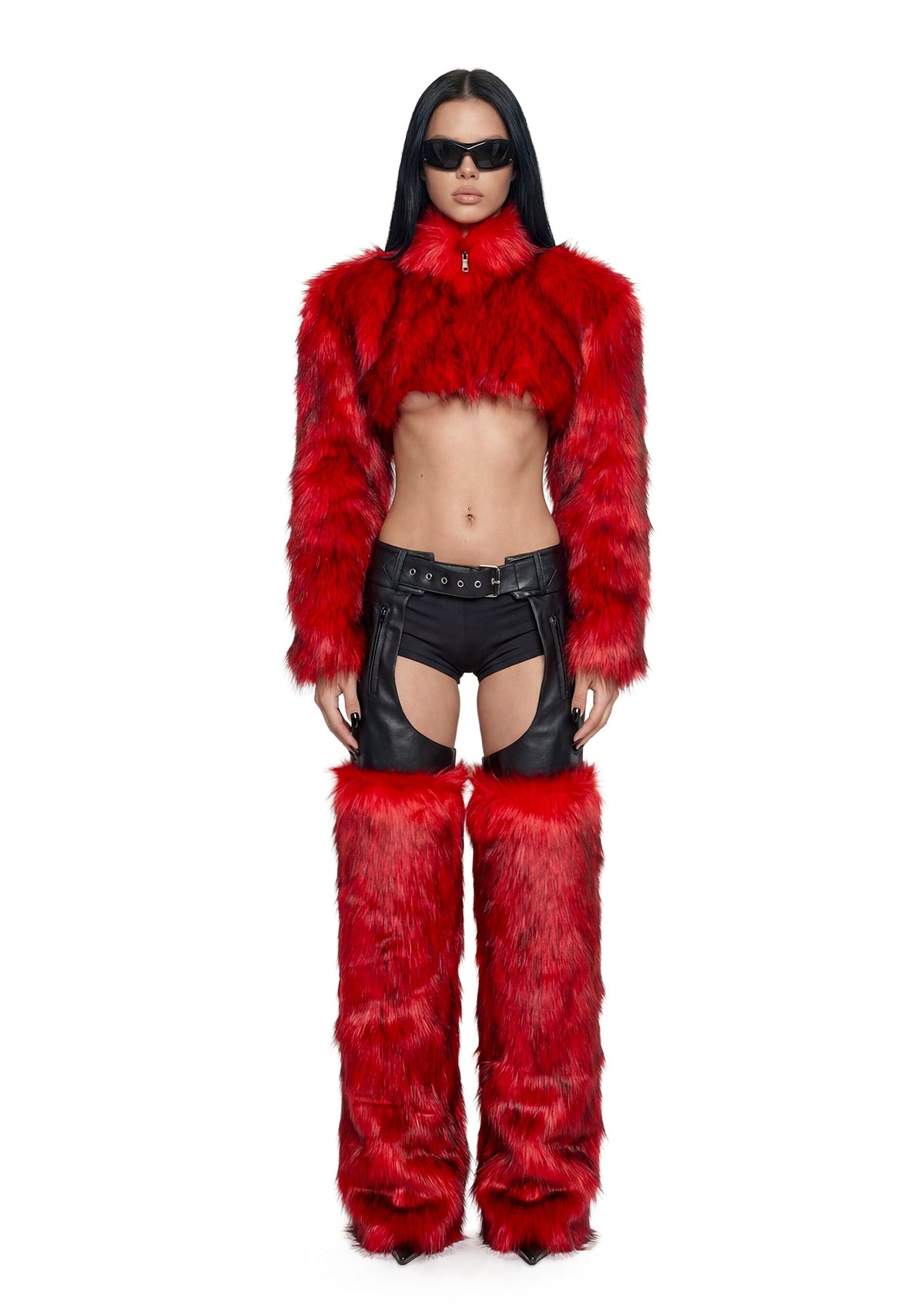 Faux Fur Chaps - Red