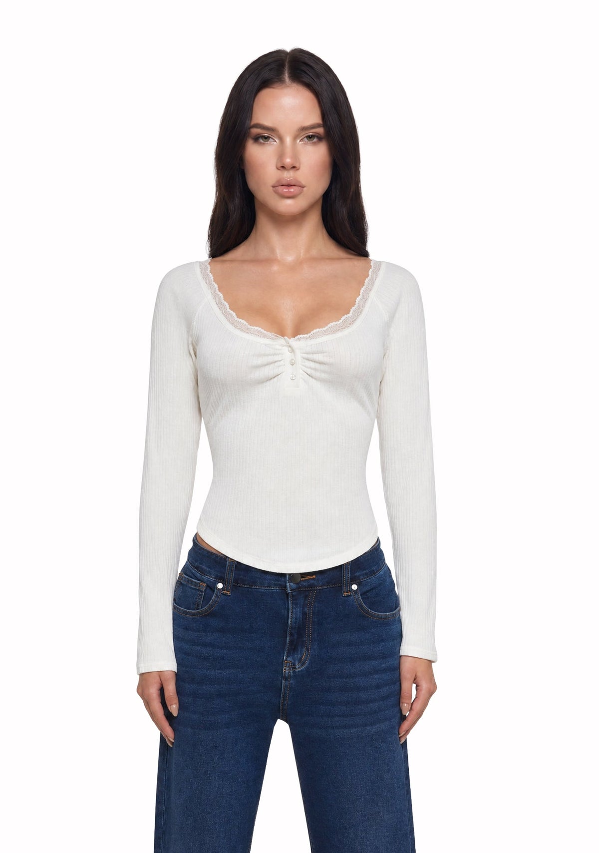 Text Me Long Sleeve Top - Ivory