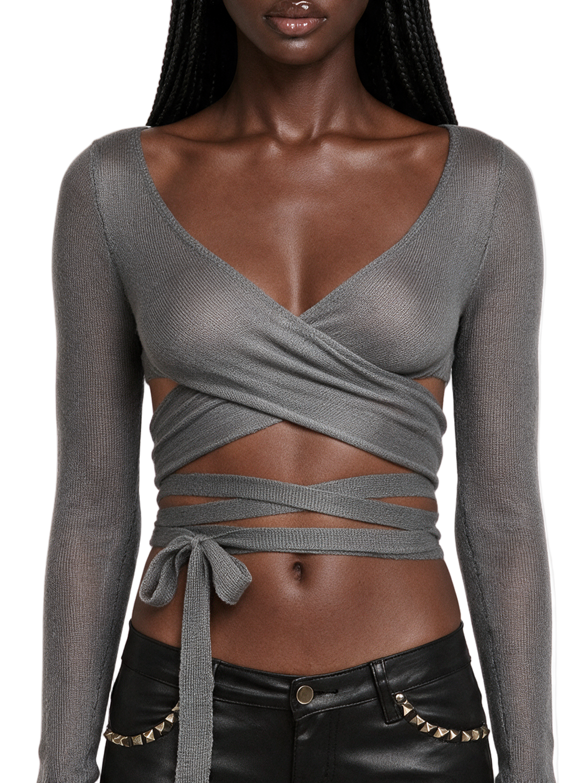 Remix Knit Wrap Long Sleeve Top