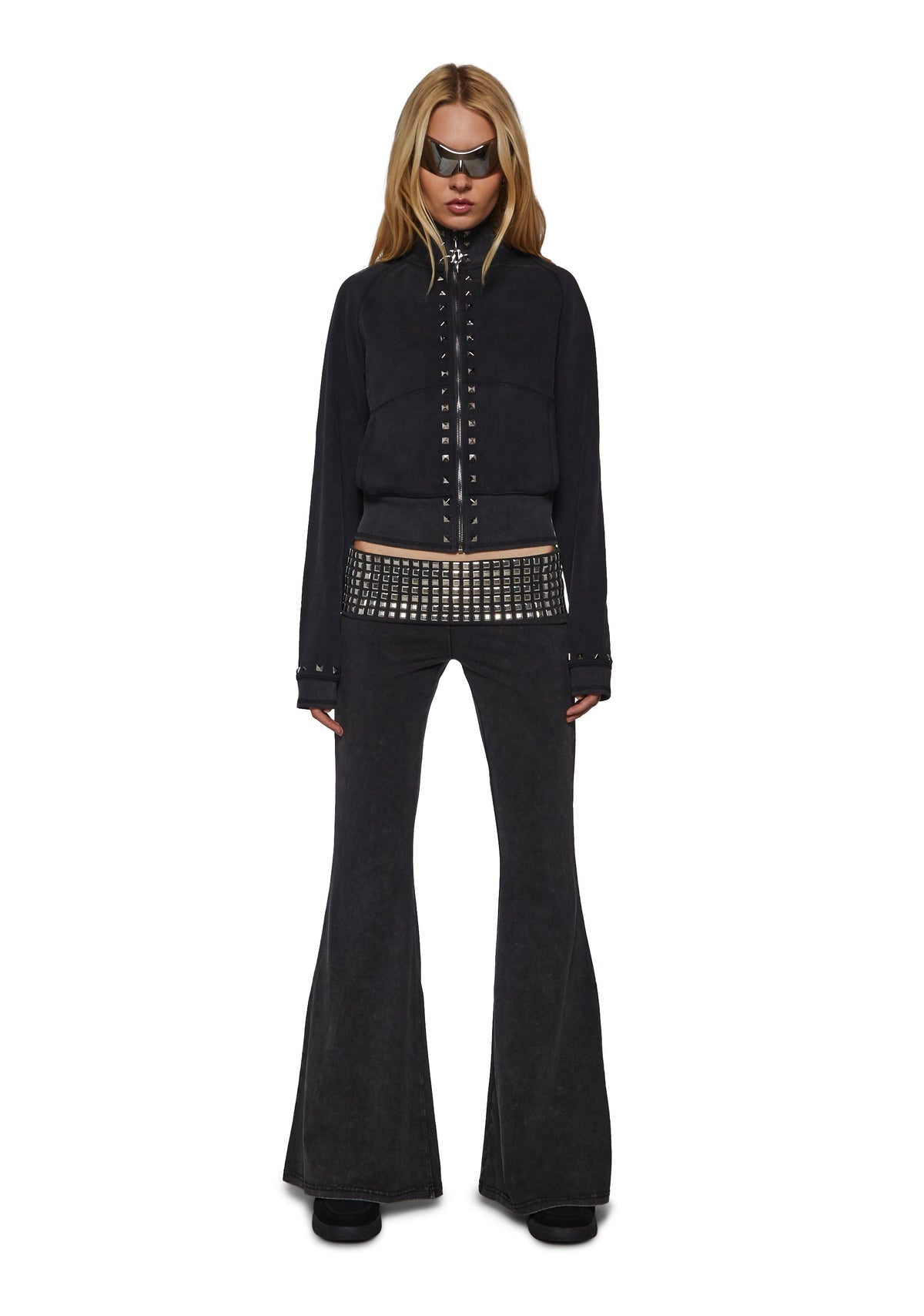 Reloop Studded Fold Over Flare Yoga Pants